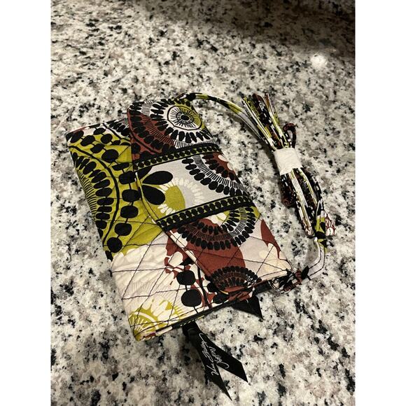 VERA BRADLEY CROSSBODY WALLET BROWN FLORAL COTTON CRAFTED BOHO COTTAGE CORE - Picture 8 of 13